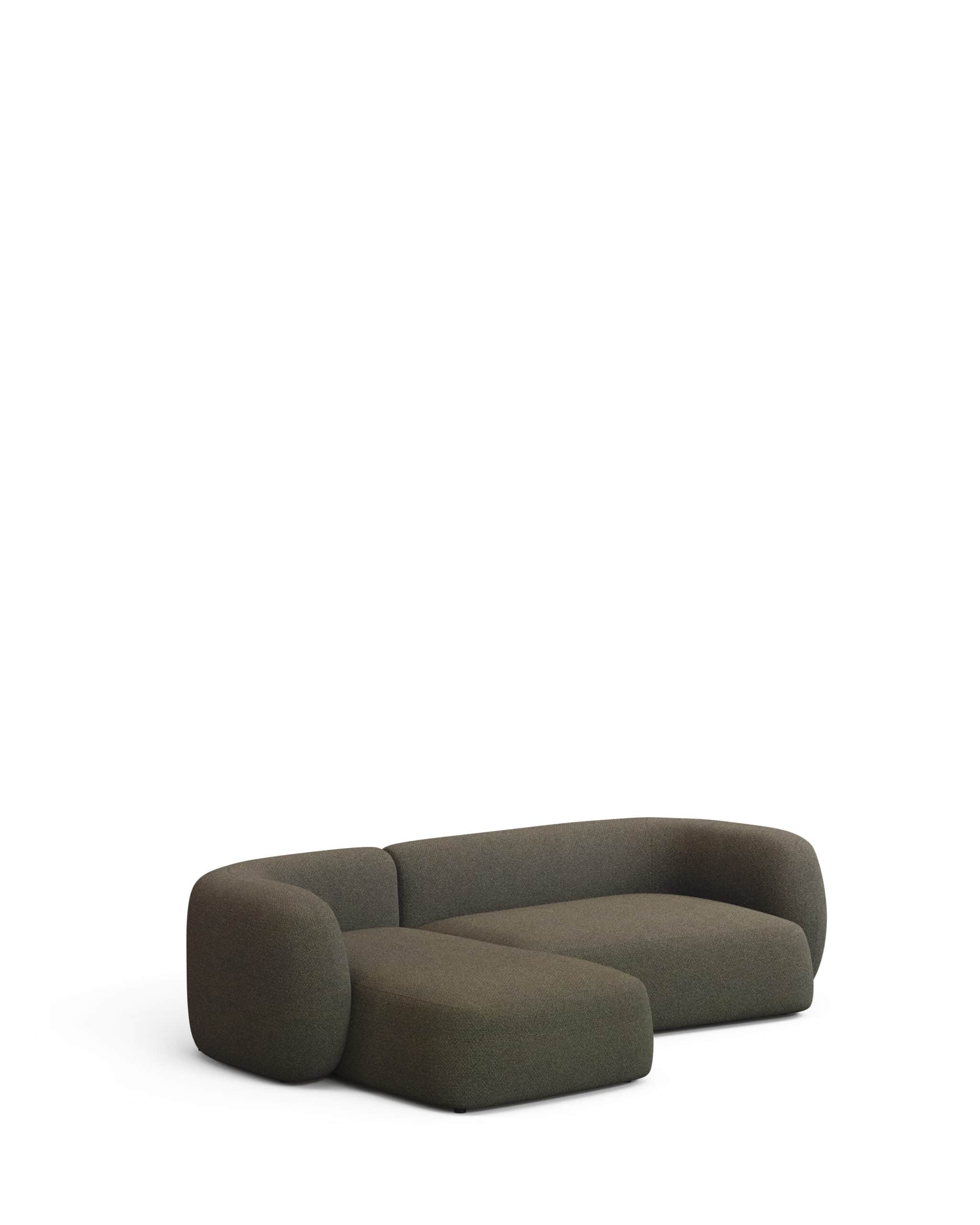 A sectional sofa with rounded edges and a chaise lounge extension. The sofa is upholstered in a text… — free GLTF 3D model