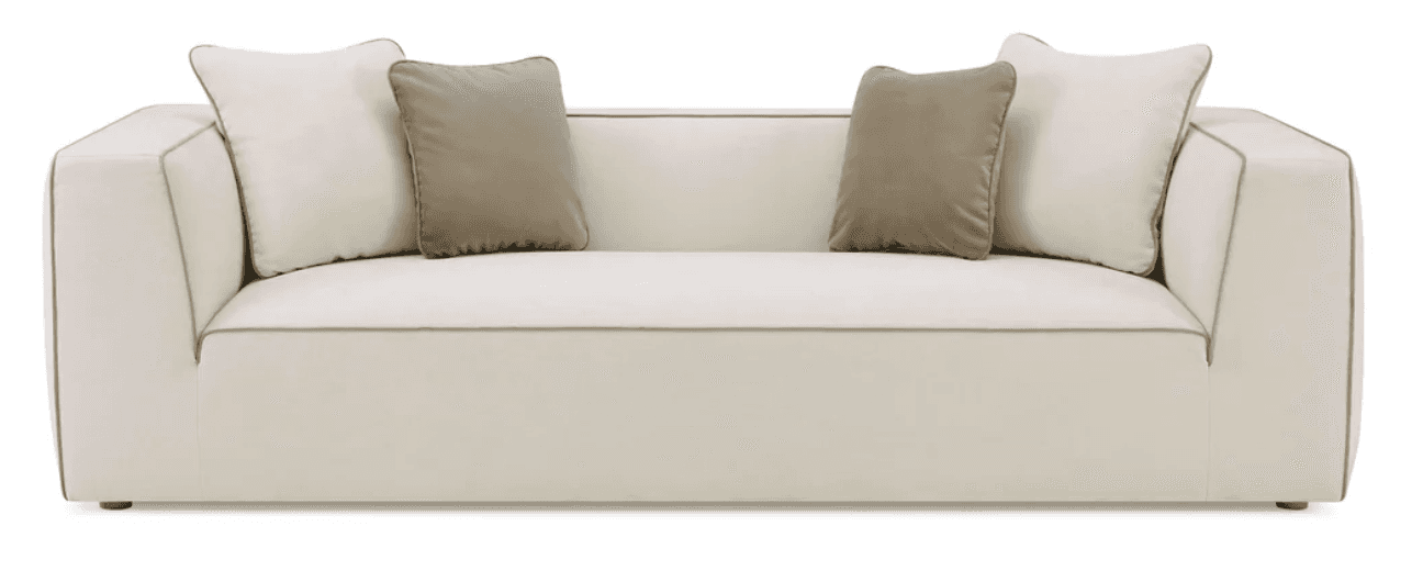 A modern, upholstered sofa with a clean, angular design. It features a low profile, squared arms, an… — free FBX 3D model