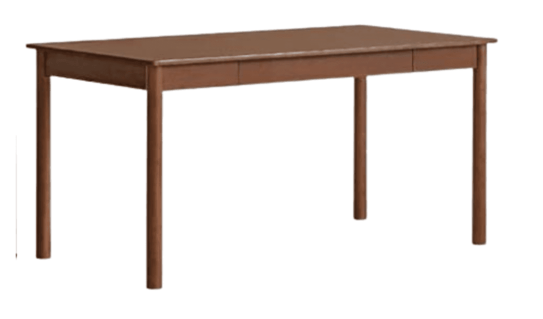 A rectangular wooden table, likely a dining table, featuring a simple and sturdy design. It has a fl… — 3D model