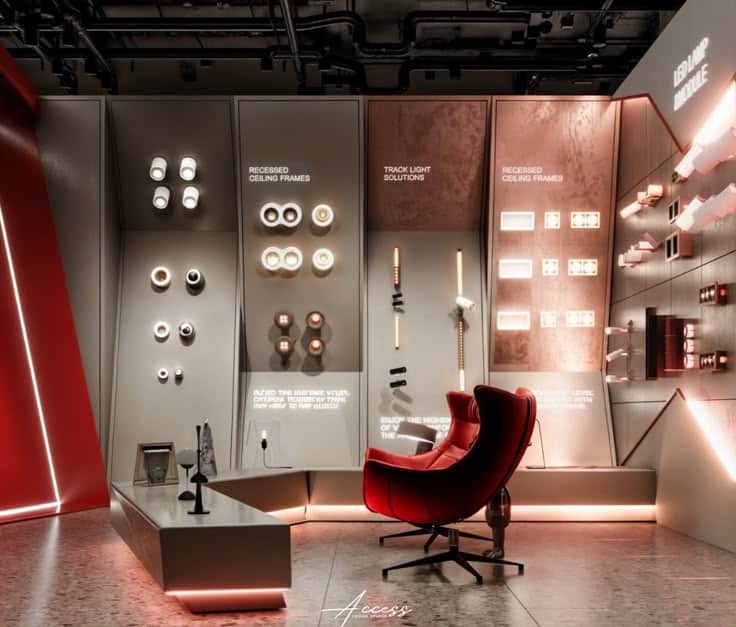 A modern swivel armchair upholstered in a vibrant red material, featuring a high backrest, integrate… — free GLTF 3D model