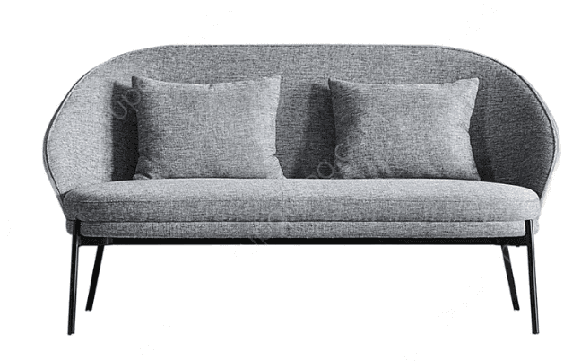 A contemporary two-seater loveseat featuring a curved, enveloping backrest and armrests, upholstered… — 3D model