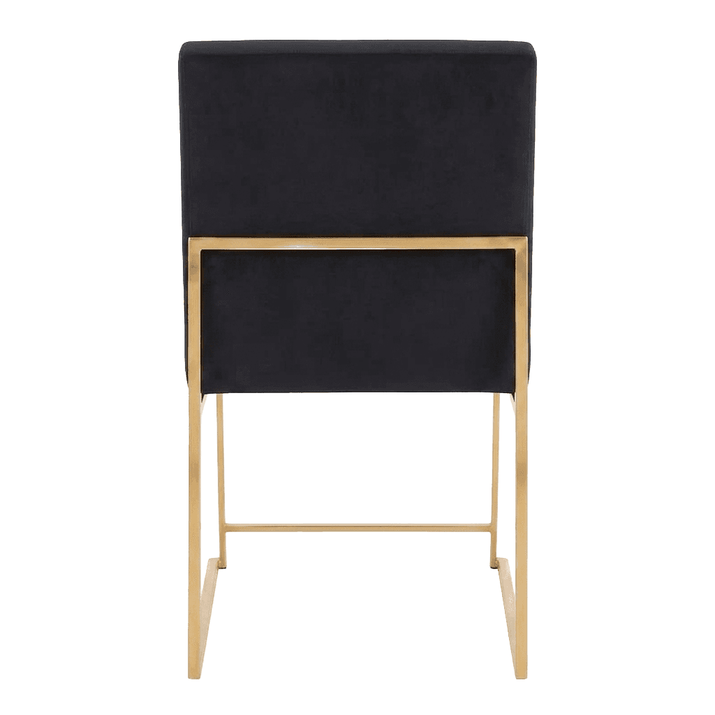 A contemporary armless dining chair featuring a tall, rectangular backrest and a matching rectangula… — 3D model