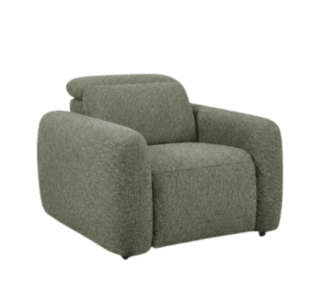 A single-seater armchair with a recliner mechanism, featuring a rounded, plush design and a textured… — 3D model
