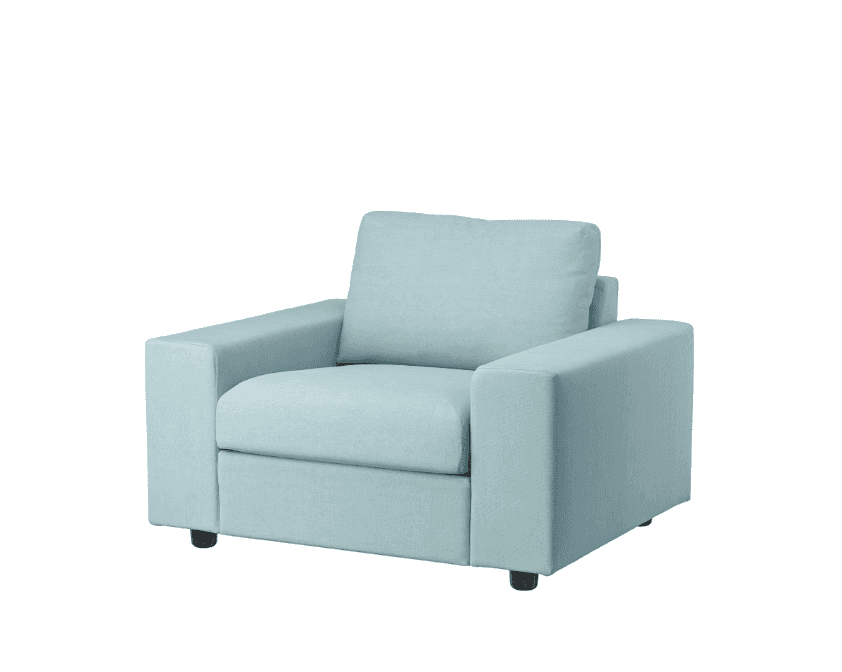 A contemporary upholstered armchair featuring a clean, boxy silhouette with wide, straight track arm… — 3D model