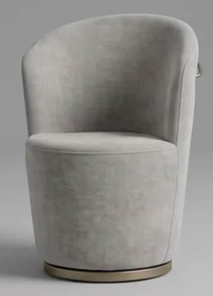 A fully upholstered contemporary armchair with a rounded backrest and integrated armrests, featuring… — 3D model