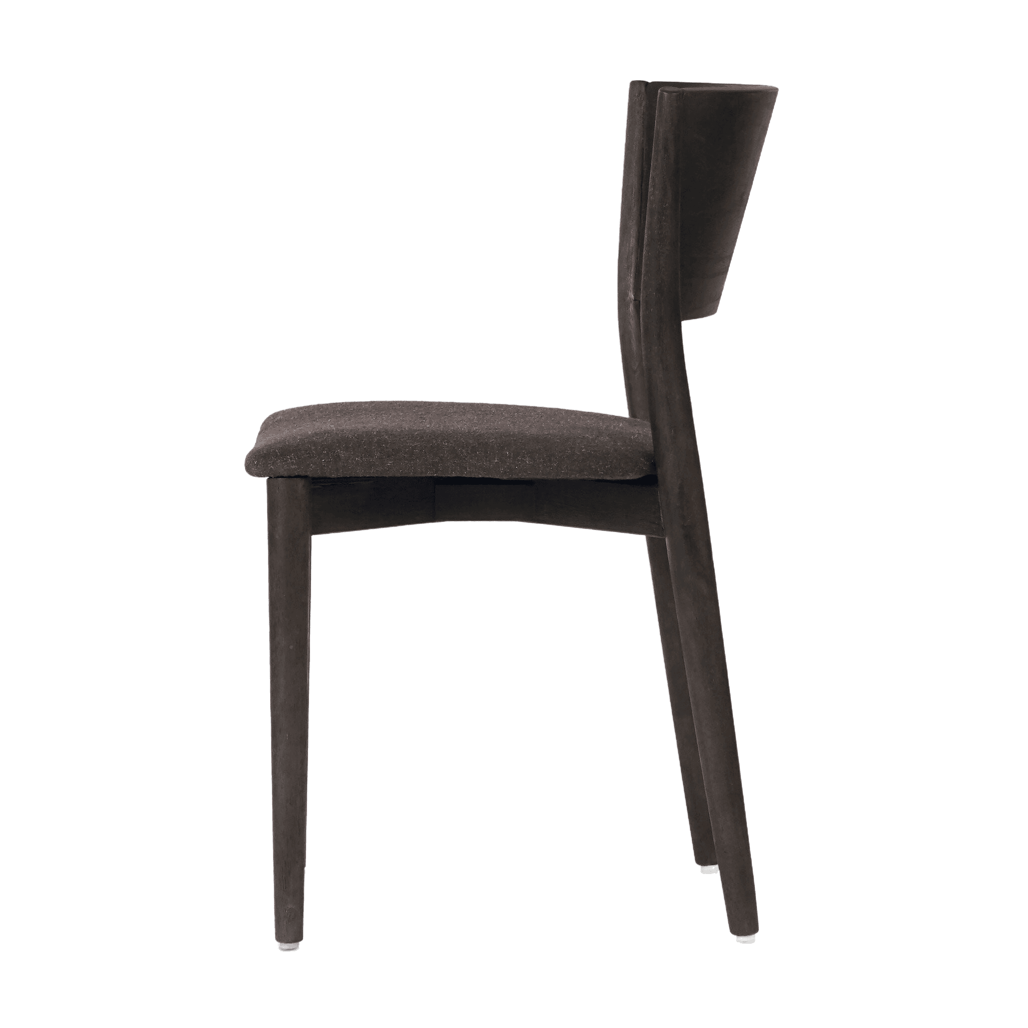 A modern dining chair featuring a dark stained wooden frame and an upholstered seat. The chair has a… — 3D model