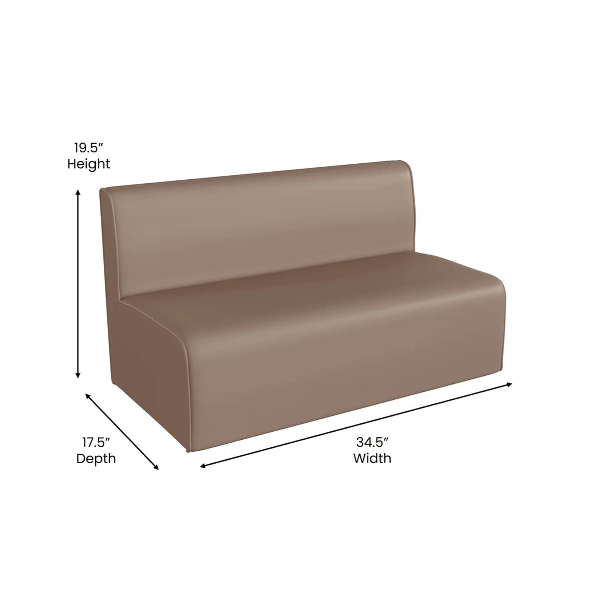 A compact, armless booth designed for seating. It features a continuous seat and backrest with a cle… — free OBJ 3D model