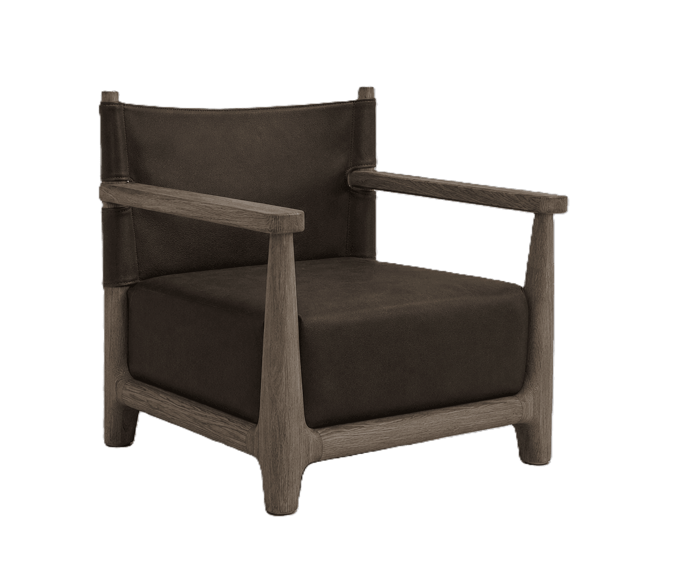 A contemporary armchair featuring a solid wood frame with a natural finish and upholstered seat, bac… — 3D model