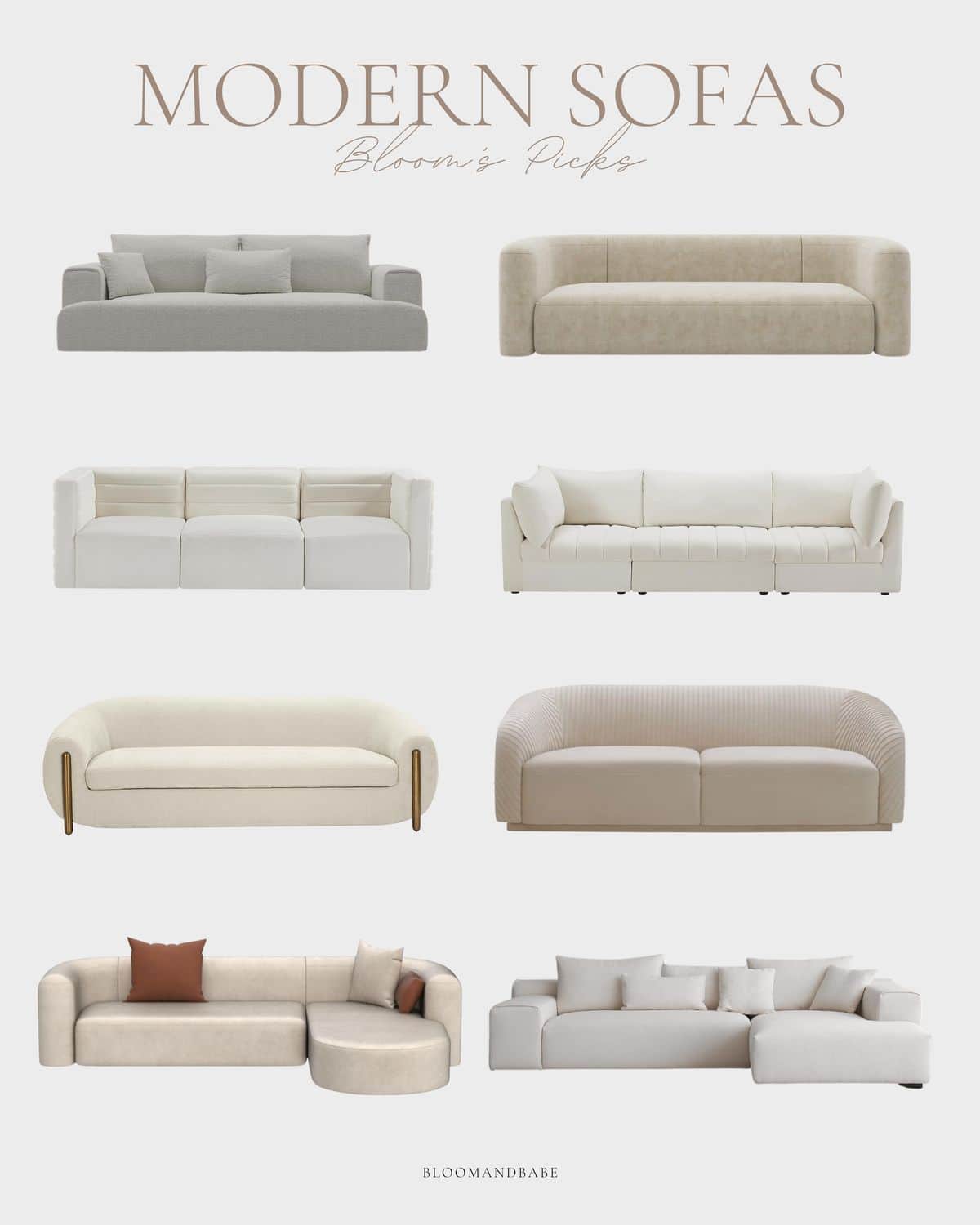 An upholstered sectional sofa featuring a contemporary design with smooth, rounded edges. It consist… — 3D model