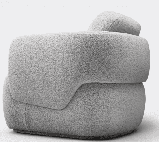 A contemporary, heavily upholstered lounge chair featuring an organic, rounded form. The chair is co… — 3D model