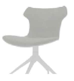 A modern swivel chair featuring a single-piece molded seat and backrest, supported by a splayed four… — free BLEND 3D model