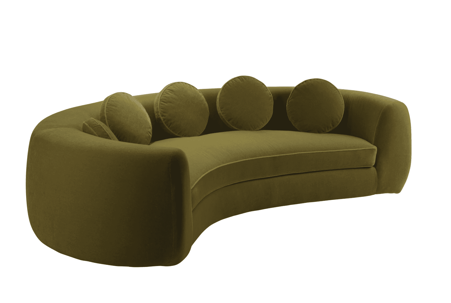 A curved sofa upholstered in a soft, textured fabric. It features a continuous, rounded armrest and… — free OBJ 3D model