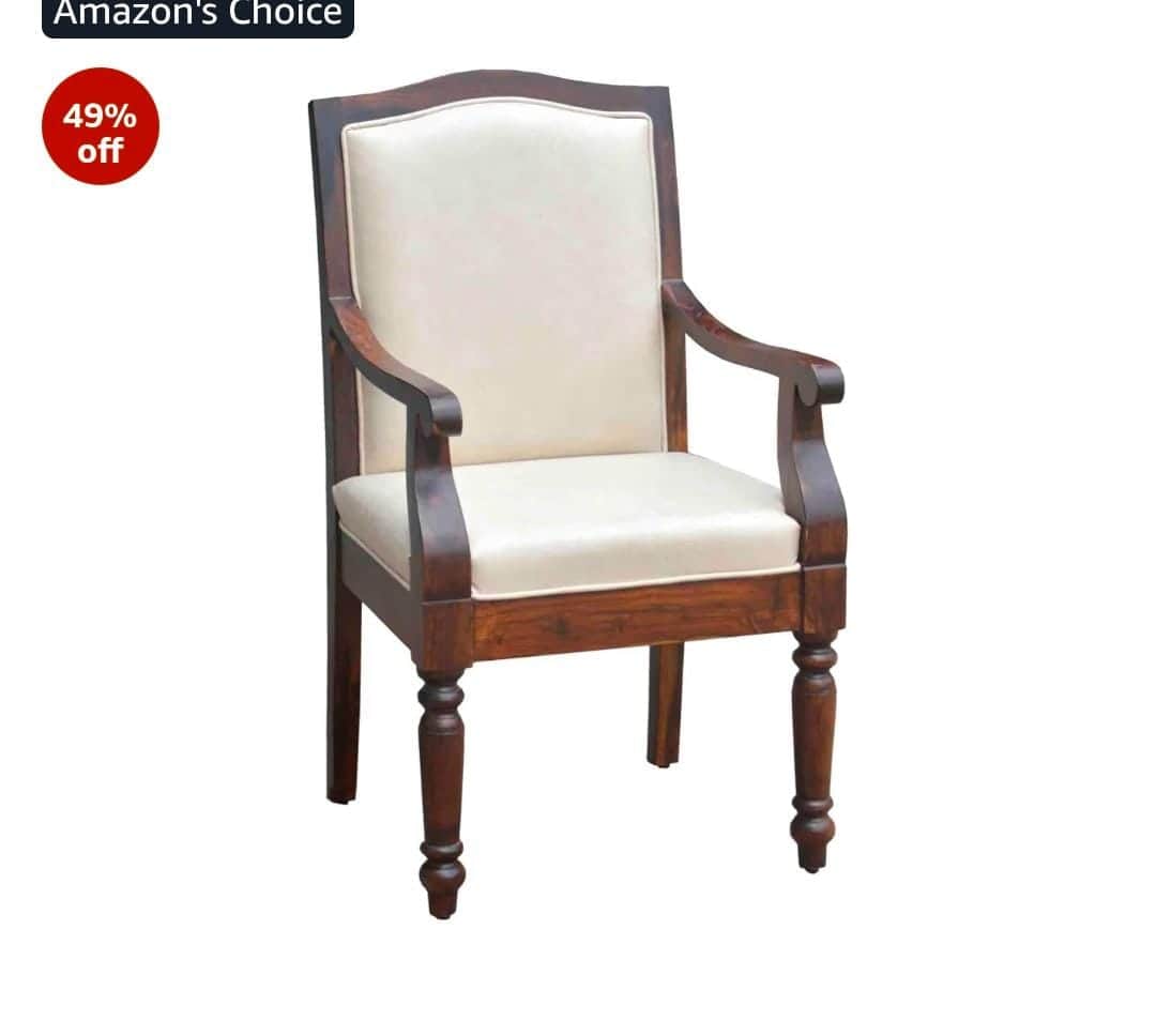 A traditional armchair featuring a dark-stained wooden frame with upholstered seat and back in a cre… — free OBJ 3D model
