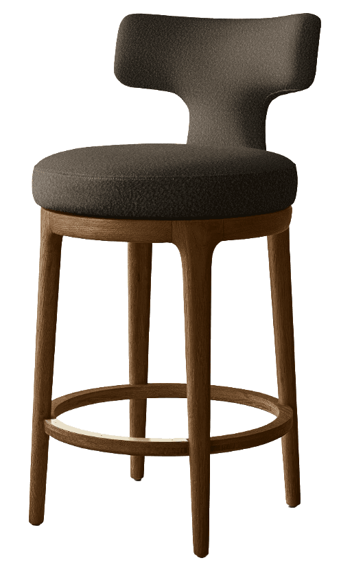 A contemporary bar stool featuring an upholstered seat and a distinct, sculpted upholstered backrest… — 3D model
