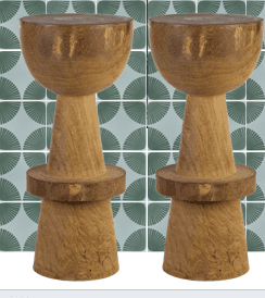 A solid wood pedestal stool featuring an abstract and sculptural form. It consists of a thick, round… — 3D model