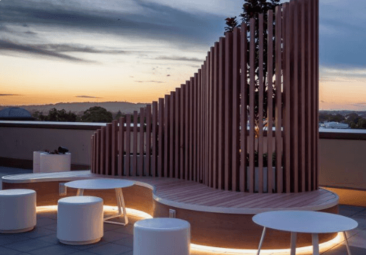 A modular outdoor seating and landscaping unit featuring a curved bench with integrated planters and… — free OBJ 3D model