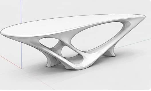 A sculptural, organic-shaped coffee table with a smooth, matte white finish. The design features an… — free FBX 3D model