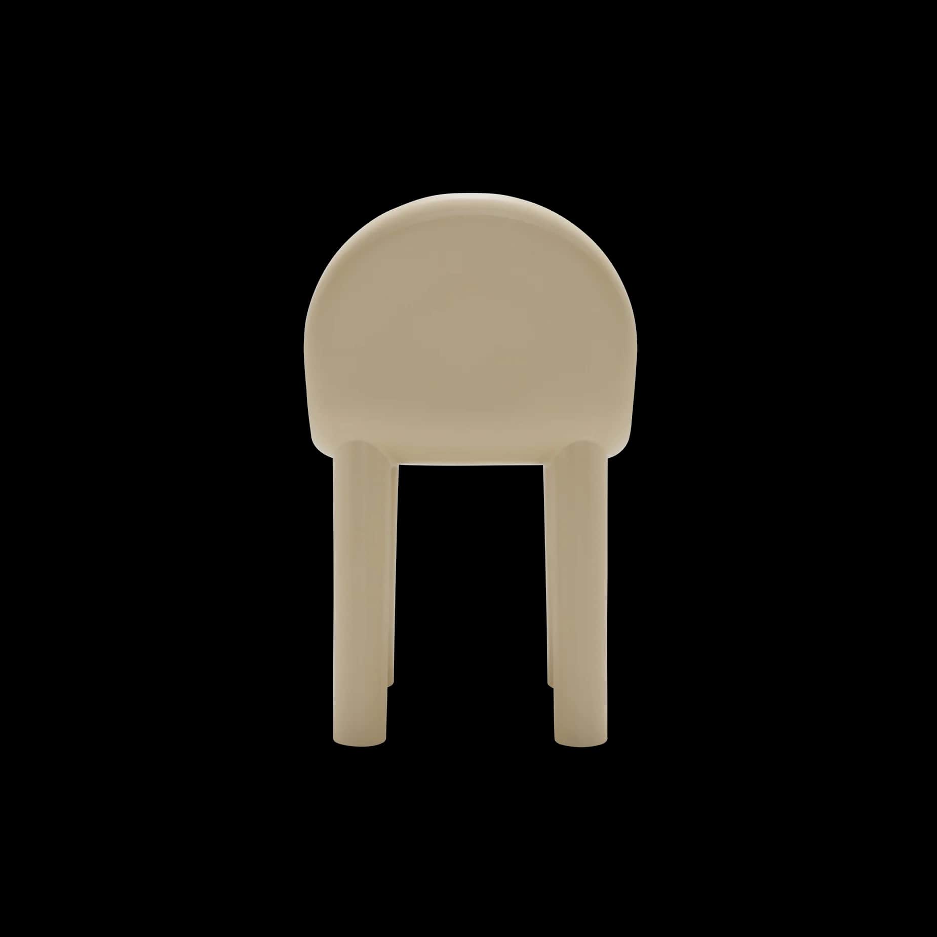 A minimalist, monolithic stool or small side table with a rounded, semicircular top and four integra… — 3D model