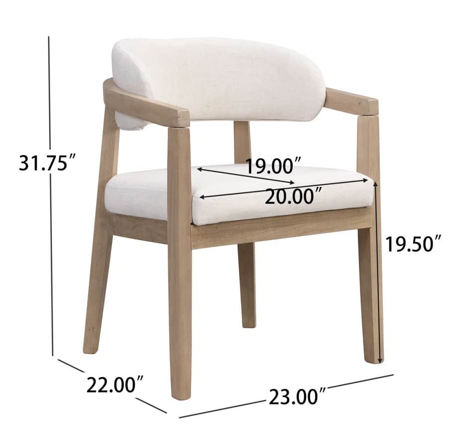 A contemporary armchair featuring a light-toned wooden frame and off-white upholstered seat, backres… — 3D model