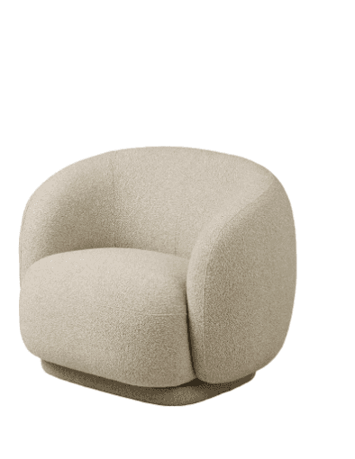 A modern armchair with a rounded, organic silhouette. The armchair features a plush, textured uphols… — 3D model