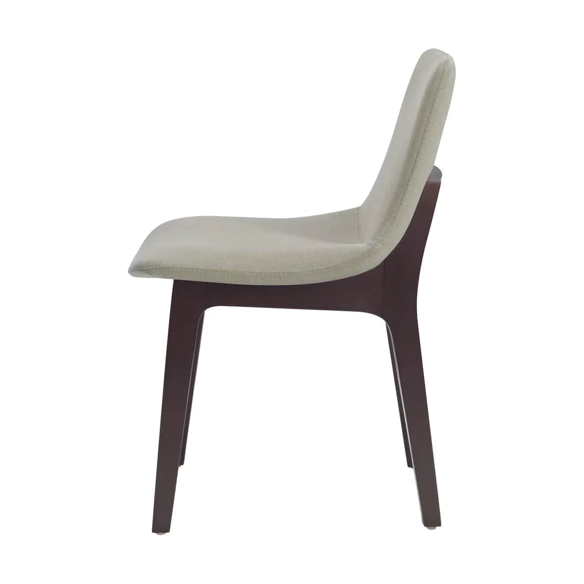 A contemporary armless dining chair featuring a light gray upholstered seat and backrest, supported… — 3D model