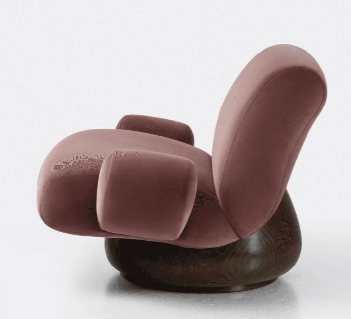 A plush armchair with a rounded silhouette and voluminous cushioning. The seat and backrest are upho… — free OBJ 3D model