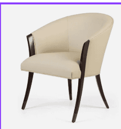 A contemporary armchair featuring a curved barrel-back design, upholstered in a light cream or beige… — 3D model