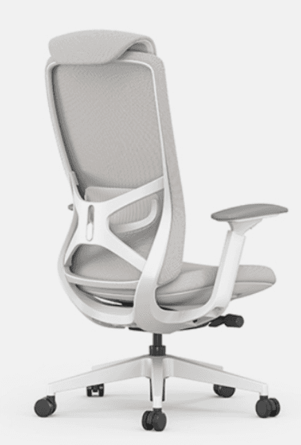 A modern ergonomic office chair, depicted from a rear-three-quarter view. It features a high mesh ba… — free FBX 3D model