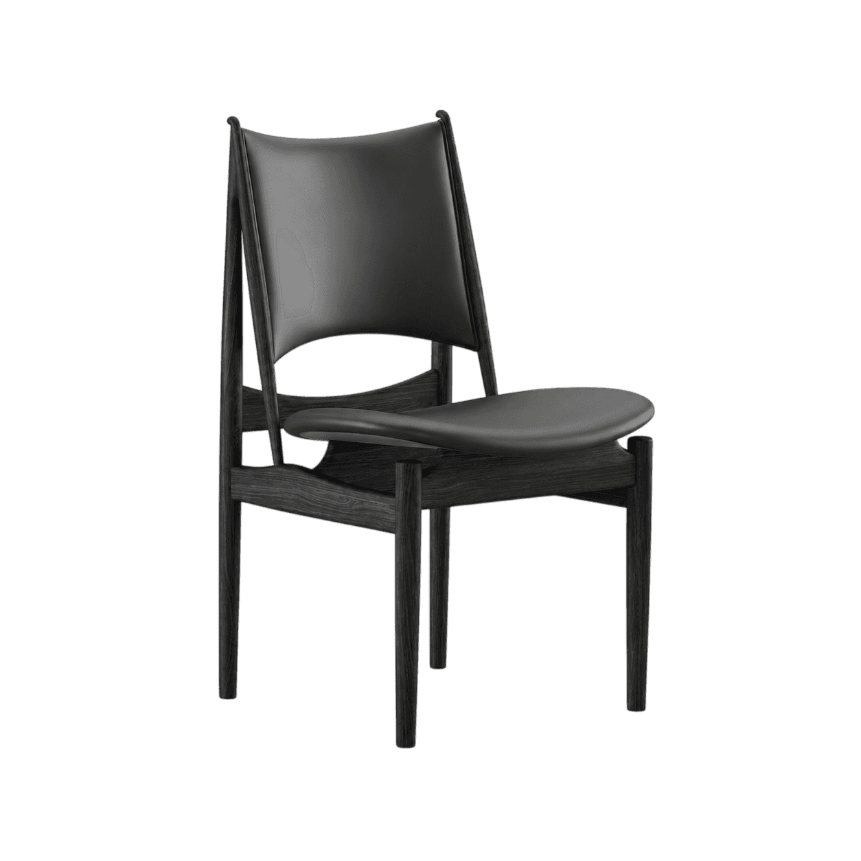 A contemporary armless dining chair featuring a black-stained wooden frame with a visible grain, and… — free FBX 3D model