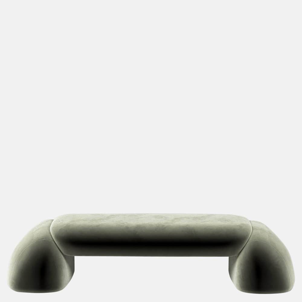 A contemporary bench with a minimalist design. It features a rectangular, upholstered seat with roun… — free SKP 3D model