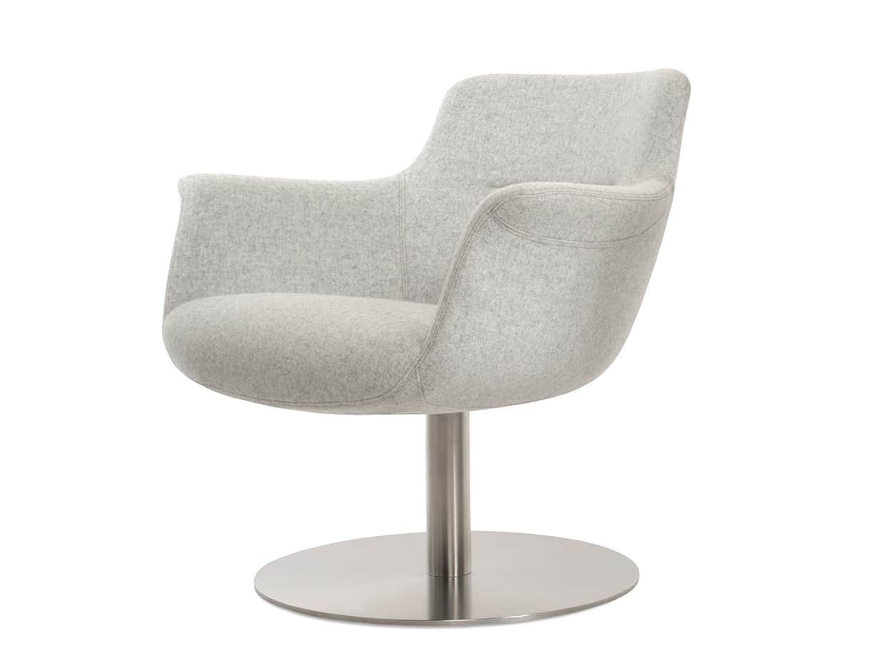 A modern upholstered chair in light grey fabric, featuring a comfortable bucket seat with integrated… — free OBJ 3D model