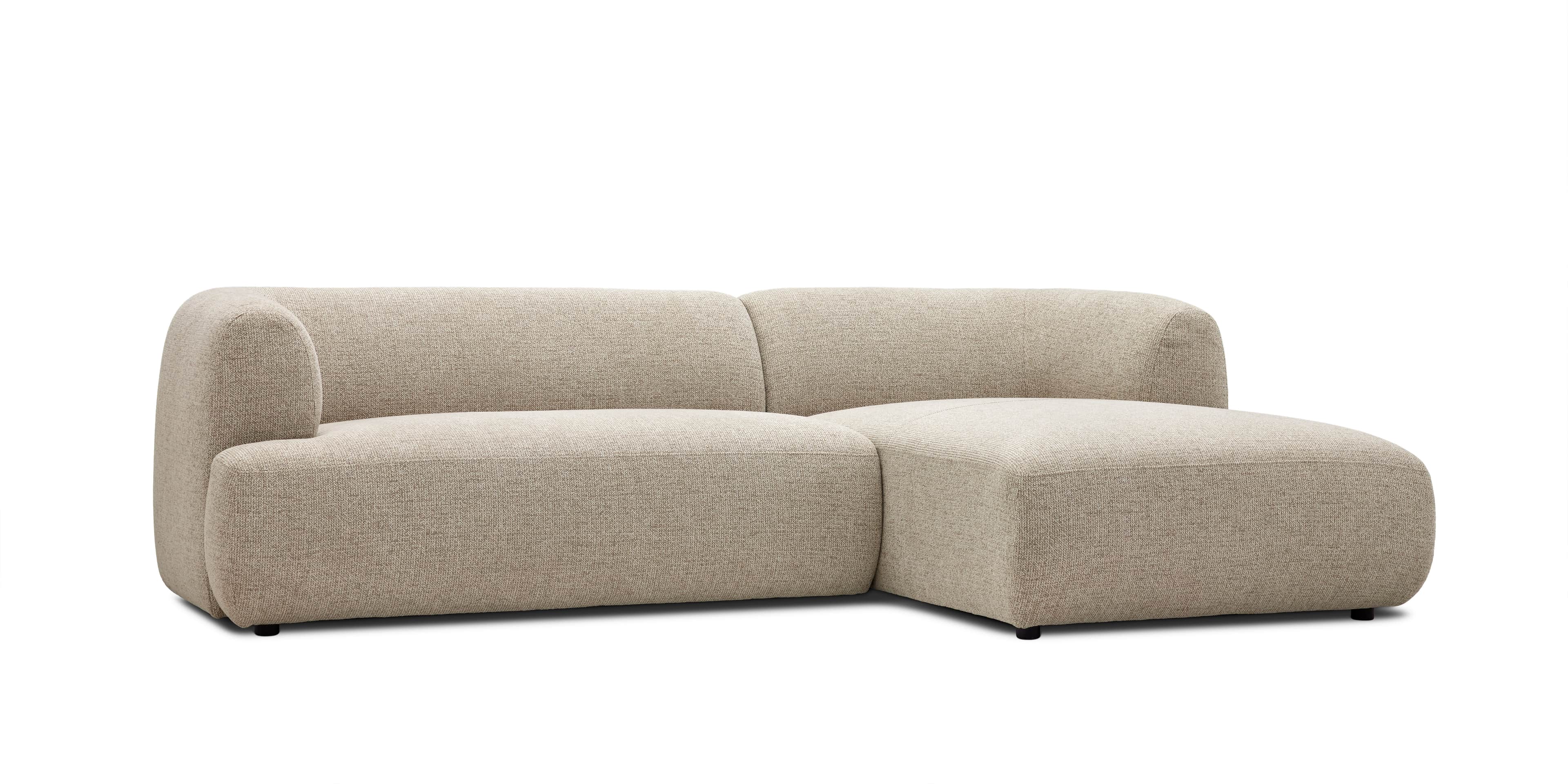 A contemporary sectional sofa upholstered in a light beige, subtly textured woven fabric. It feature… — 3D model