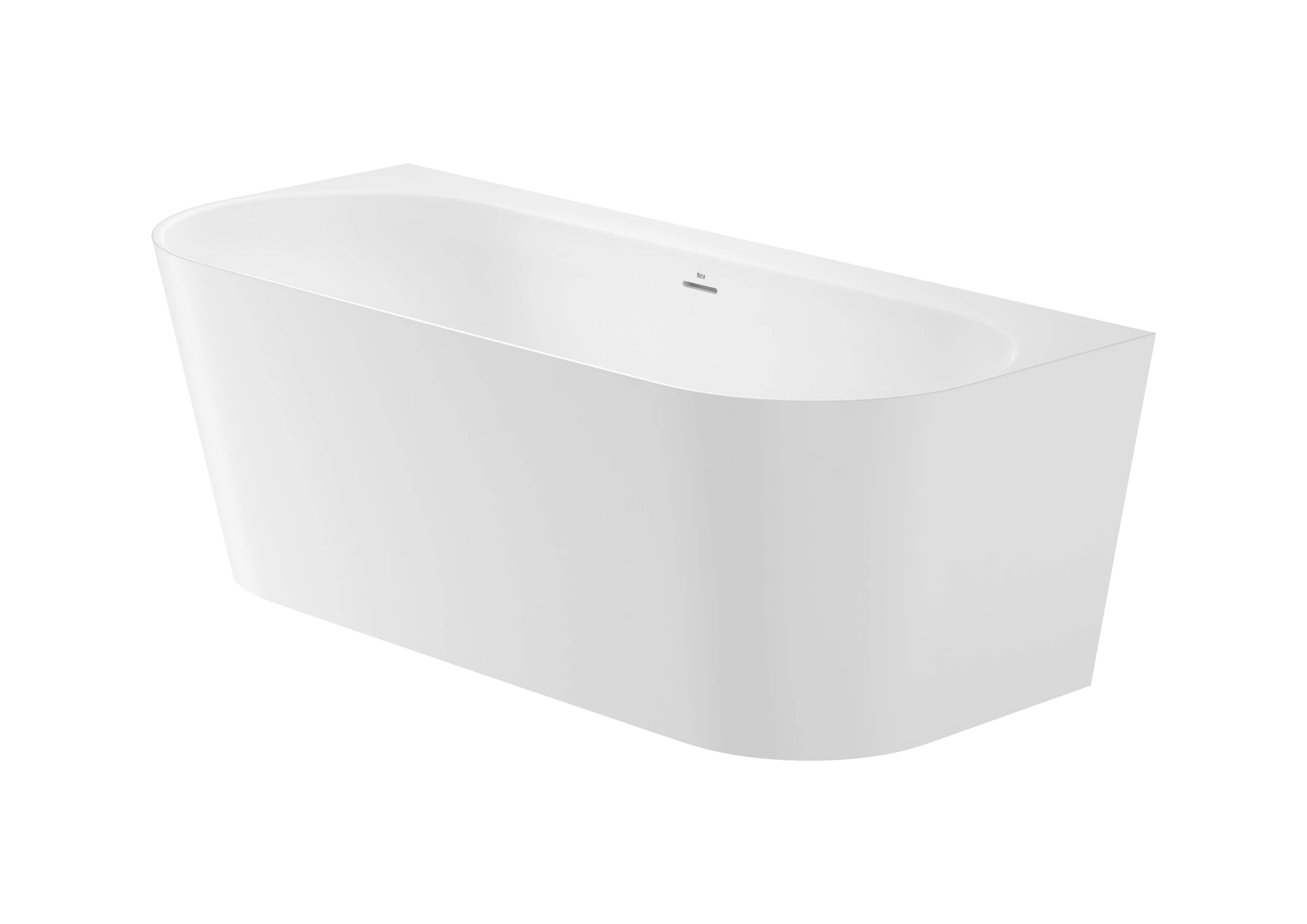 A contemporary, freestanding bathtub with a matte white finish. The tub features a curved, ergonomic… — 3D model