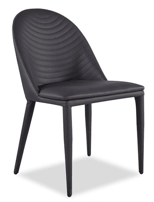 A contemporary armless dining chair featuring a dark gray upholstered seat and a curved backrest wit… — 3D model