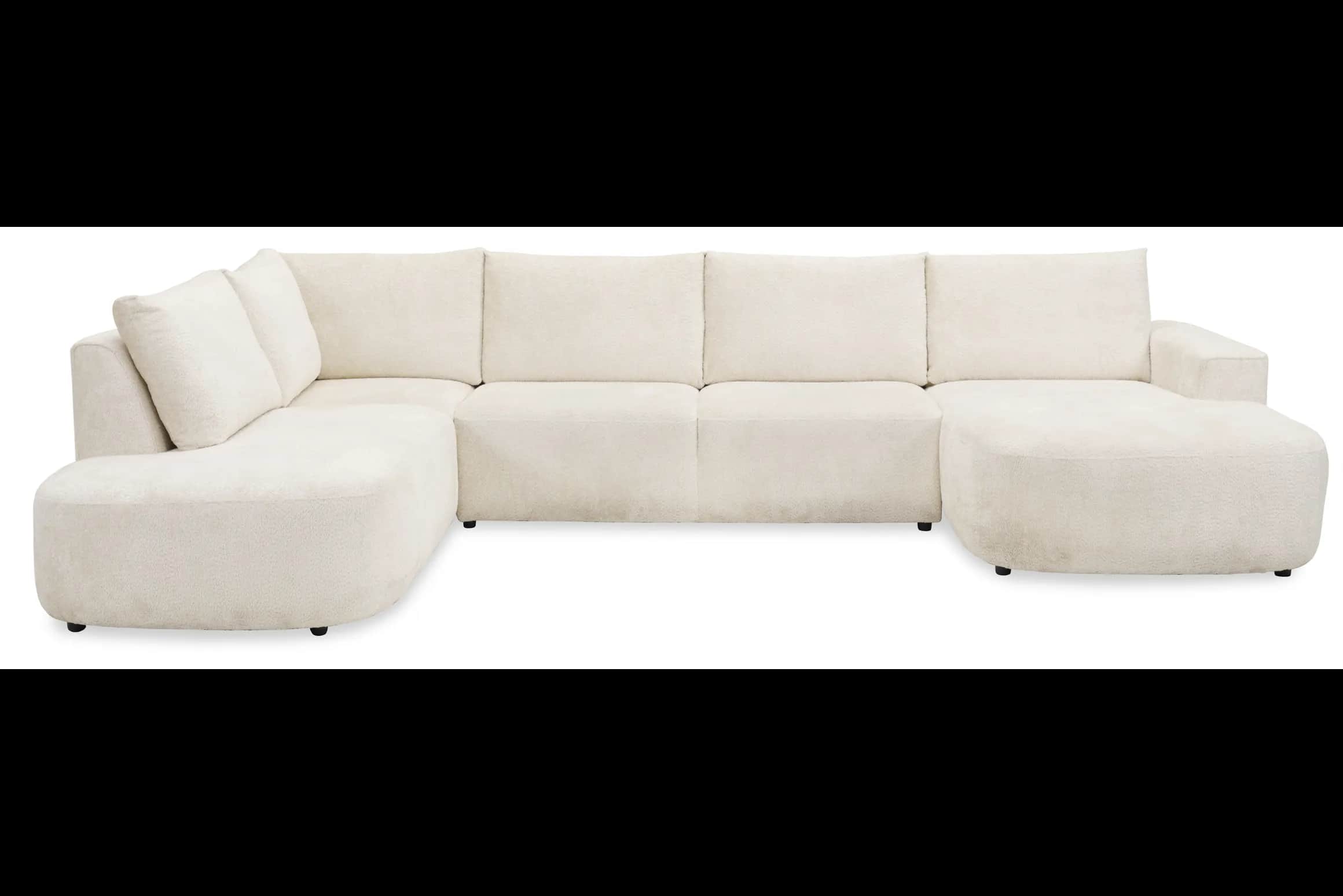 A large, cream-colored sectional sofa with a chaise lounge. The sofa features a modular design with… — 3D model
