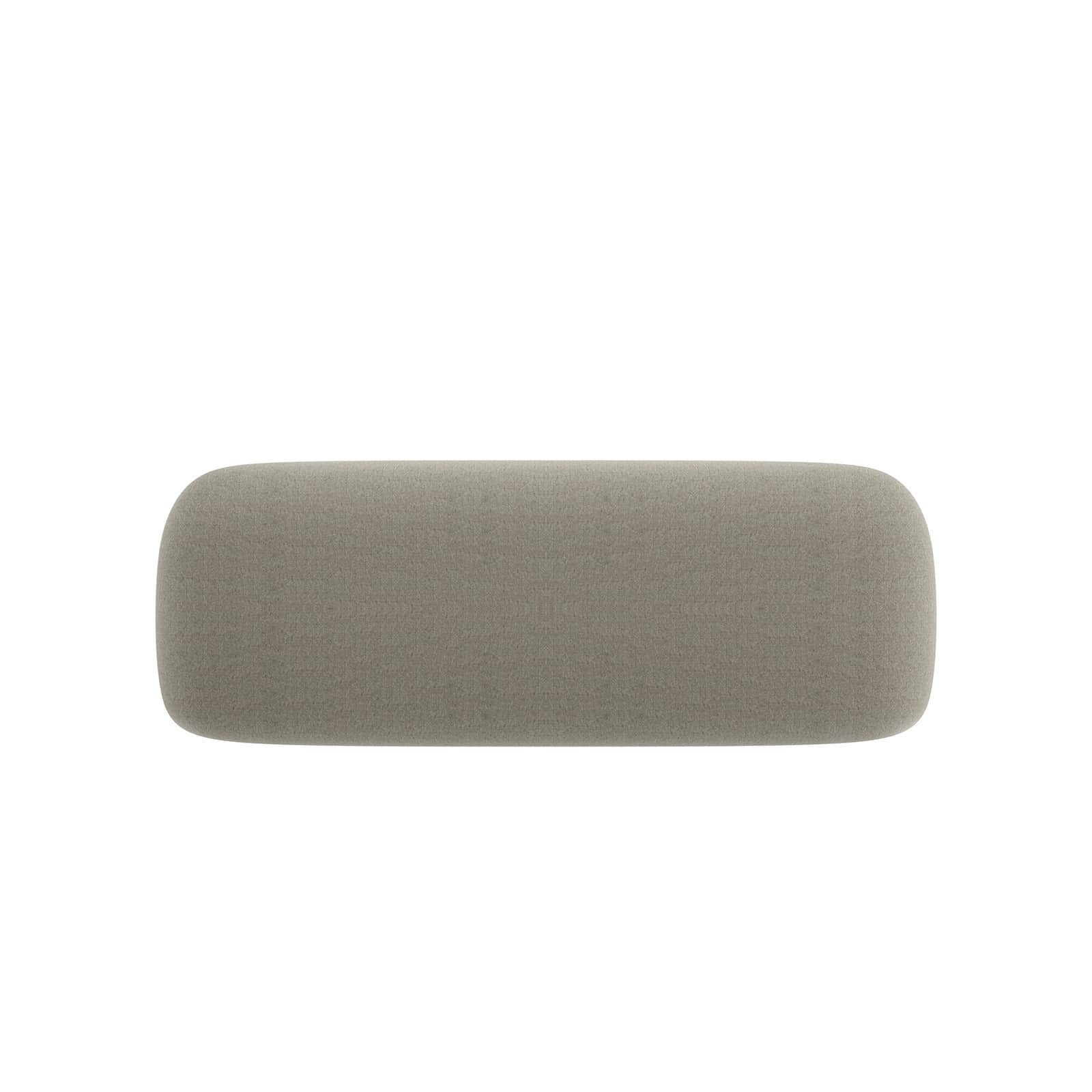 A rectangular ottoman with rounded corners, upholstered in a textured, light grey fabric. The form i… — 3D model