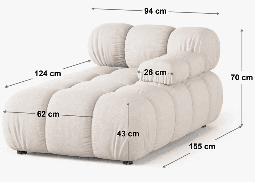 A contemporary chaise lounge featuring an innovative design with multiple rounded, pillow-like uphol… — 3D model