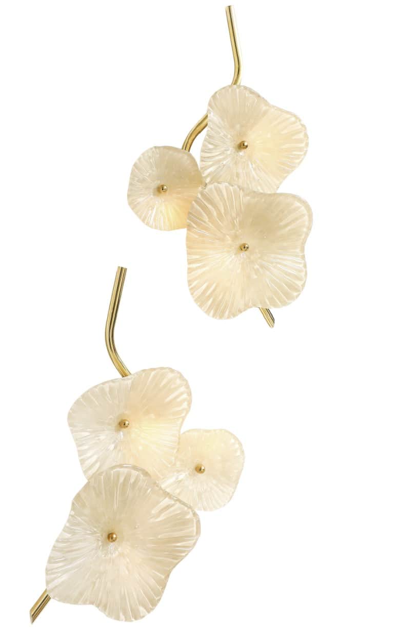 A decorative chandelier featuring multiple floral-shaped diffusers made of textured, translucent mat… — free OBJ 3D model