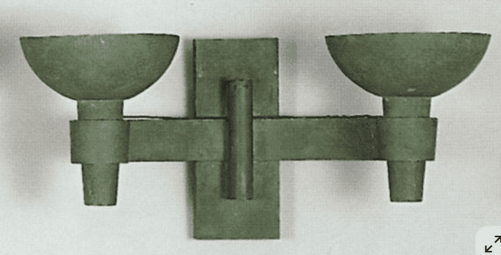 A double-headed sconce designed for wall mounting. It features two outward-facing, bowl-shaped light… — 3D model