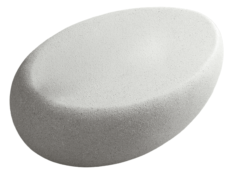 A large, smooth, pebble-shaped bench designed for outdoor or indoor use. The bench has a rounded, er… — free STL 3D model