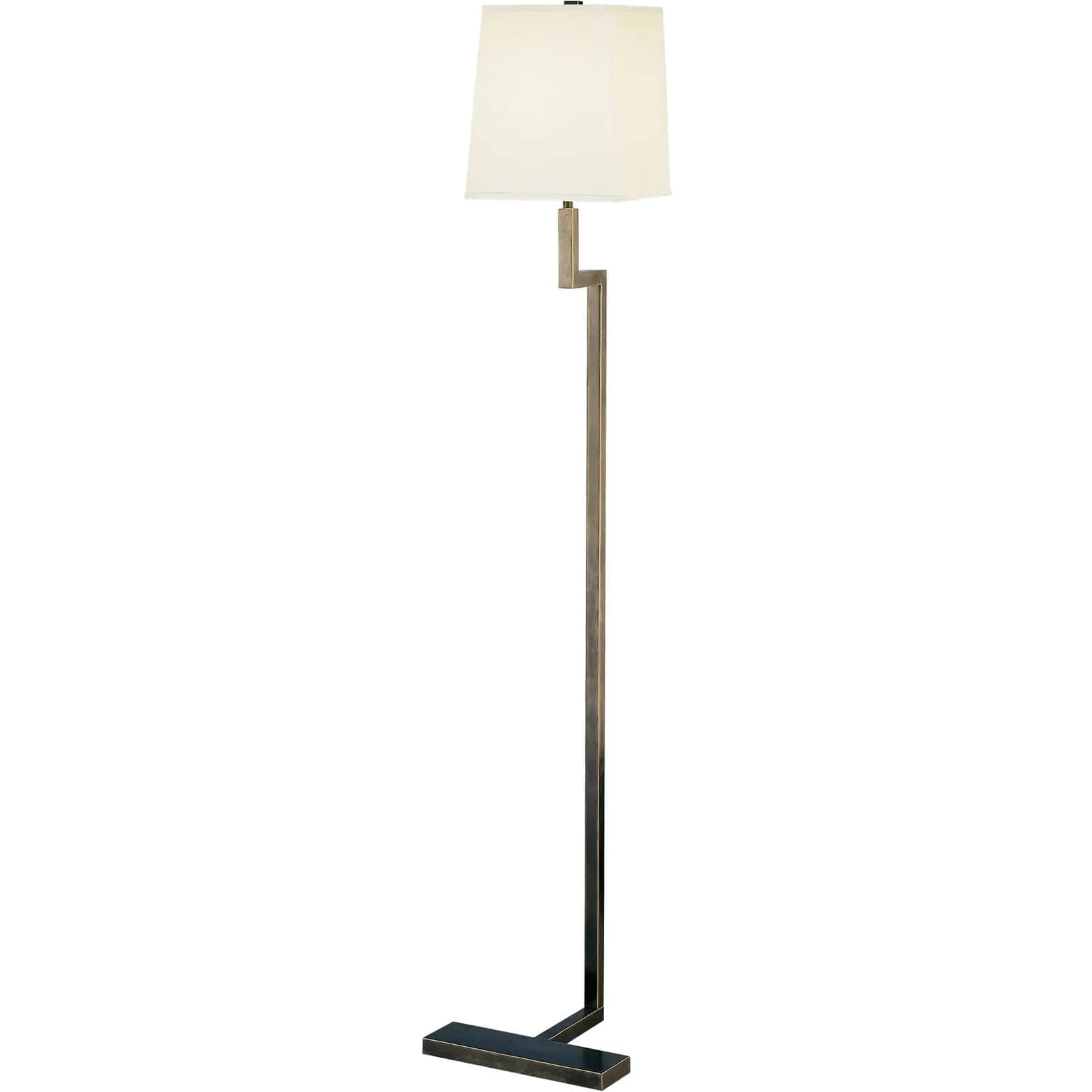 A modern floor lamp characterized by its dark bronze or aged brass finish metal construction and a r… — 3D model