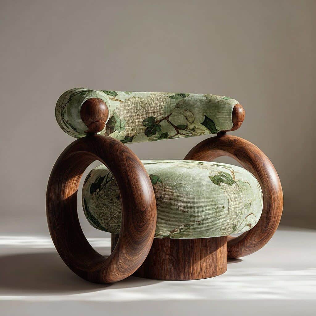 A contemporary lounge chair featuring a distinctive design with a rounded, upholstered seat and back… — free BLEND 3D model
