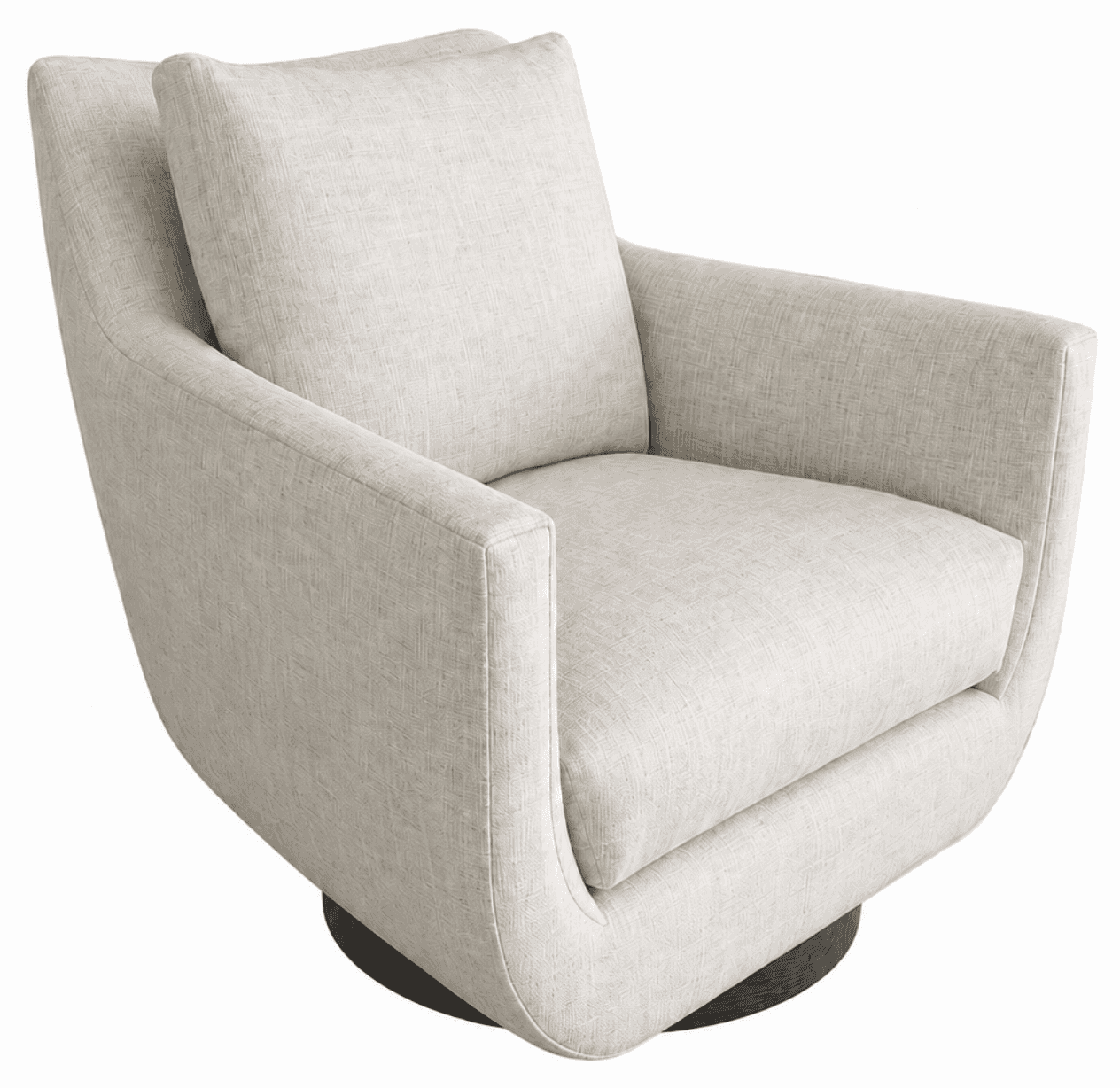 A contemporary upholstered armchair featuring a wide, rounded form and a hidden swivel base. It is c… — free BLEND 3D model