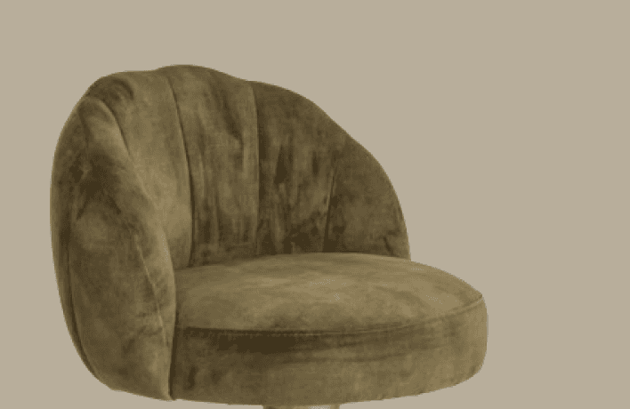 A compact, contemporary accent chair featuring olive green velvet upholstery, a channel-tufted backr… — free OBJ 3D model