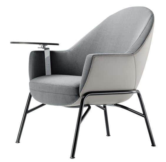 A modern armchair with a distinctive silhouette, featuring a high, curved backrest that tapers downw… — free OBJ 3D model