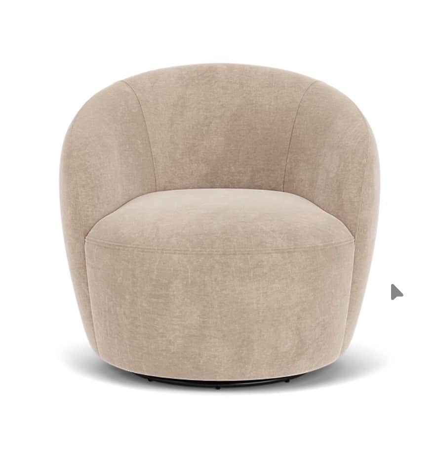 A contemporary accent chair with a rounded, barrel-like silhouette. The chair features a plush, upho… — 3D model
