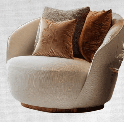 A contemporary, fully upholstered swivel lounge chair featuring a rounded, deep-seated form and a lo… — 3D model