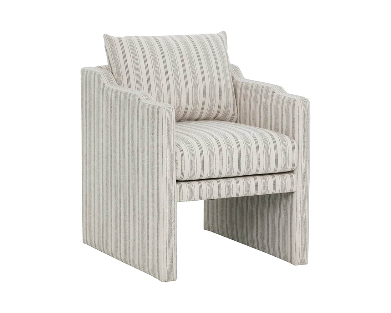 A modern armchair with a streamlined silhouette and a channeled backrest. The chair features integra… — 3D model