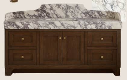 A freestanding bathroom vanity with a marble countertop and a wooden base. The countertop is white w… — free FBX 3D model