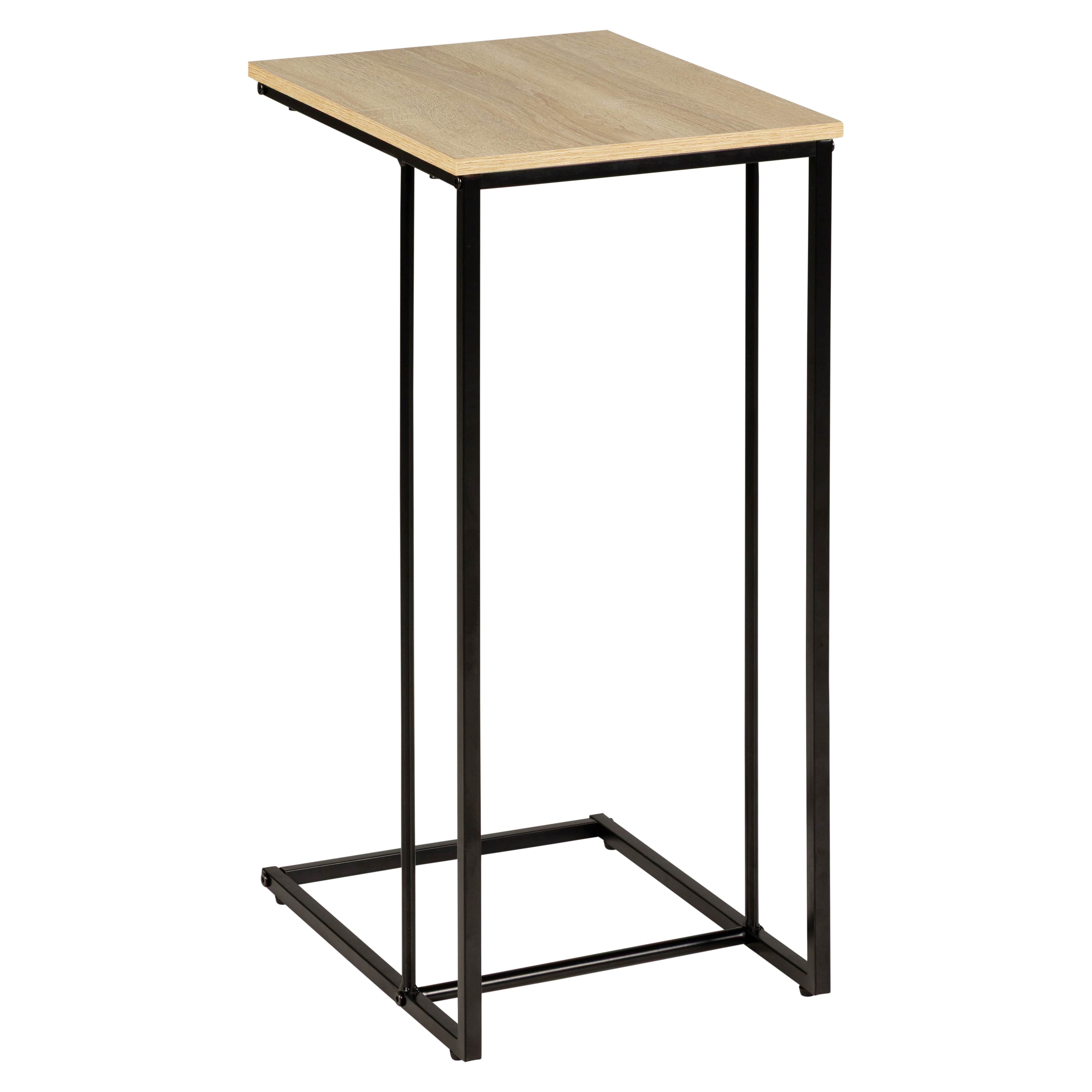 A modern C-shaped accent table featuring a rectangular light wood-look top supported by a minimalist… — free STL 3D model
